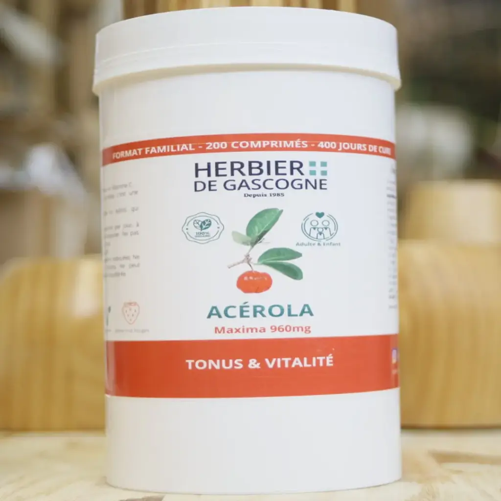 ACÉROLA en 200 comprimés de 960 mg/comp (vitamine C) Herbier de Gascogne