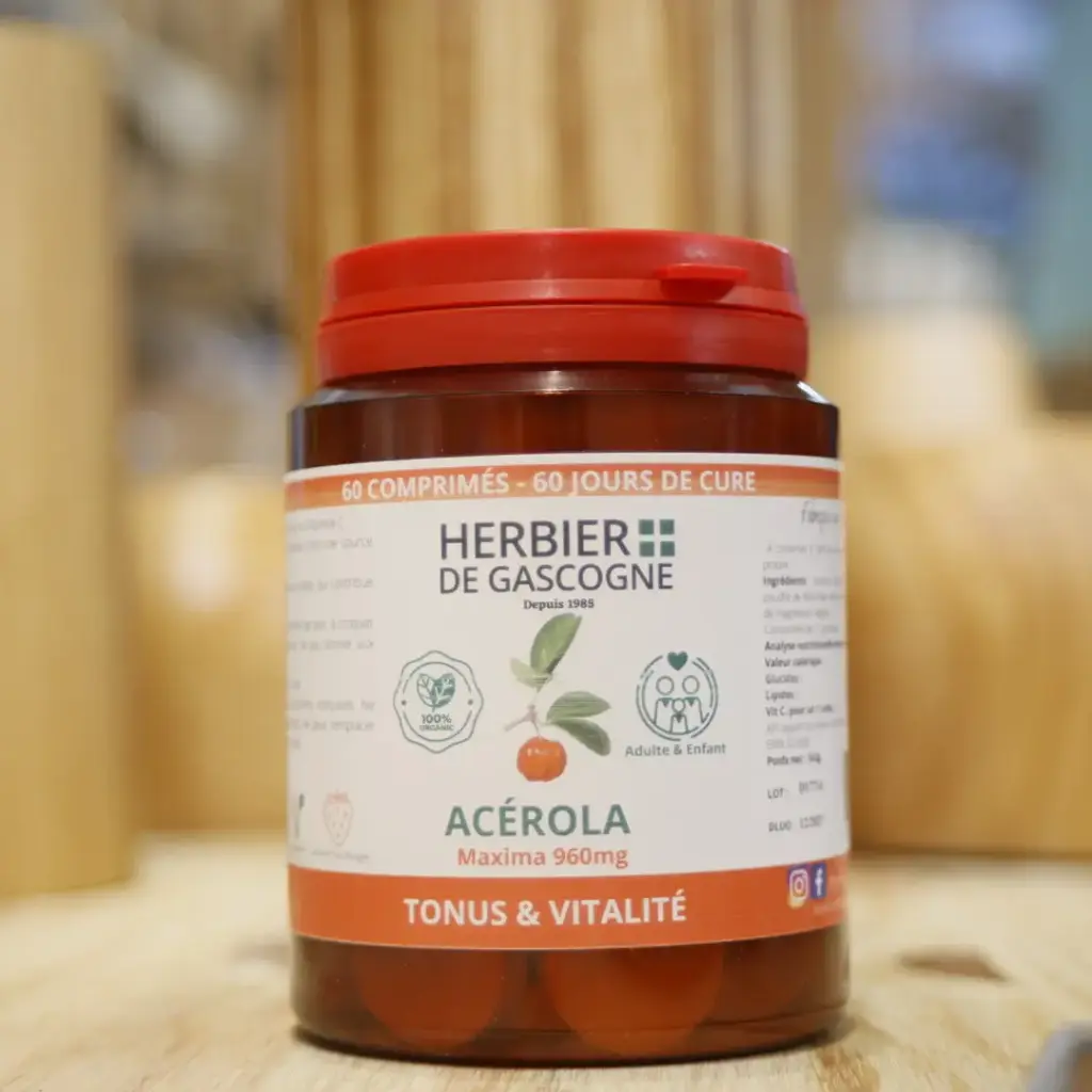 ACÉROLA en 60 comprimés de 960 mg (vitamine C) Herbier de Gascogne
