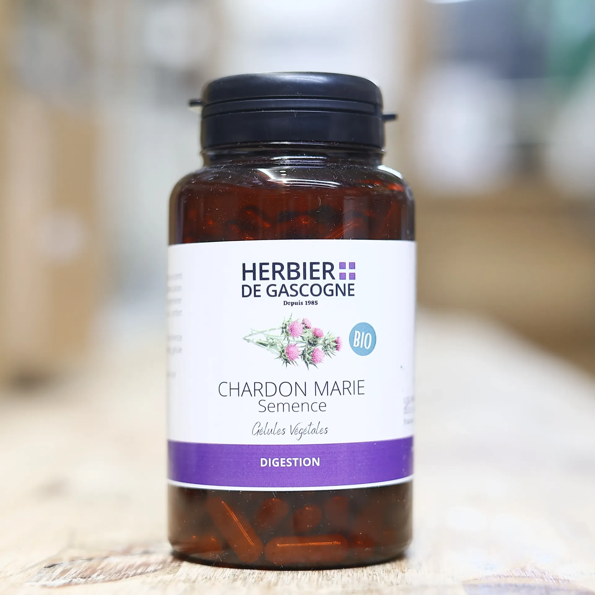 [HGBCM200] CHARDON MARIE SEMENCE BIO en 200 gélules végétales de 240 mg/gél Herbier de Gascogne