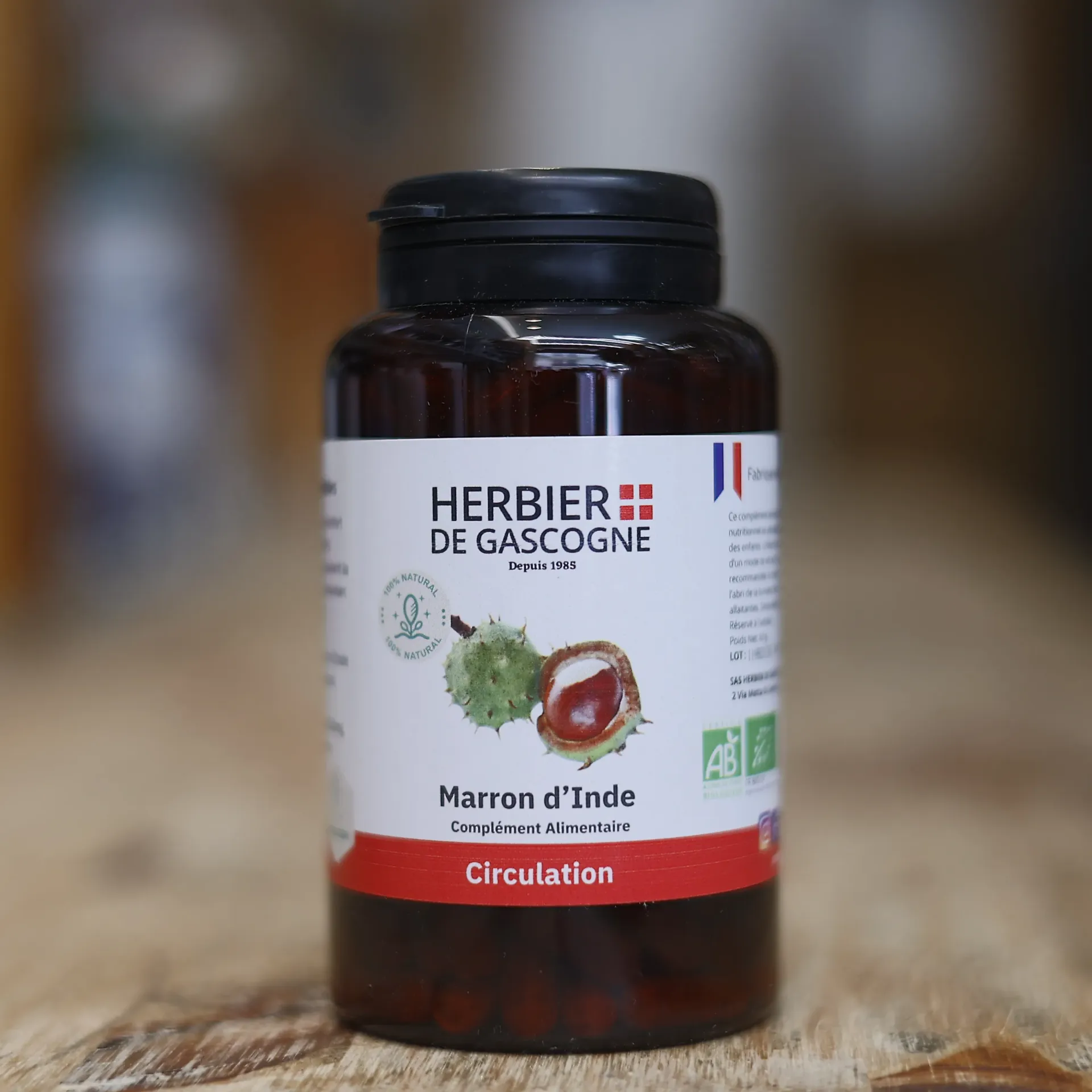 MARRON D'INDE BIO en 200 gélules végétale en 225 mg/gél. Herbier de Gascogne