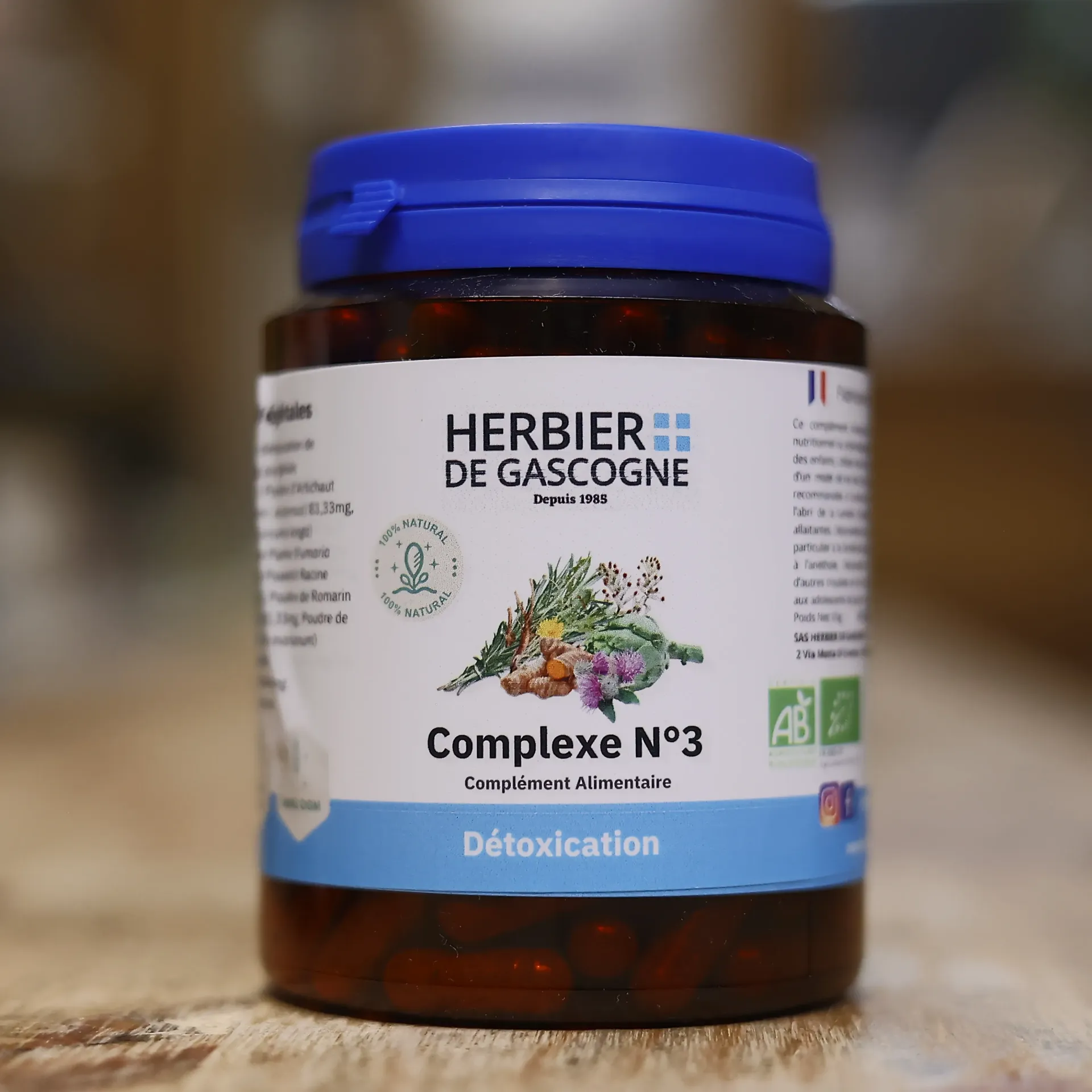 Complexe n°3 en 200 gélules végétales de 250 mg/gél. Herbier de Gascogne (n3)