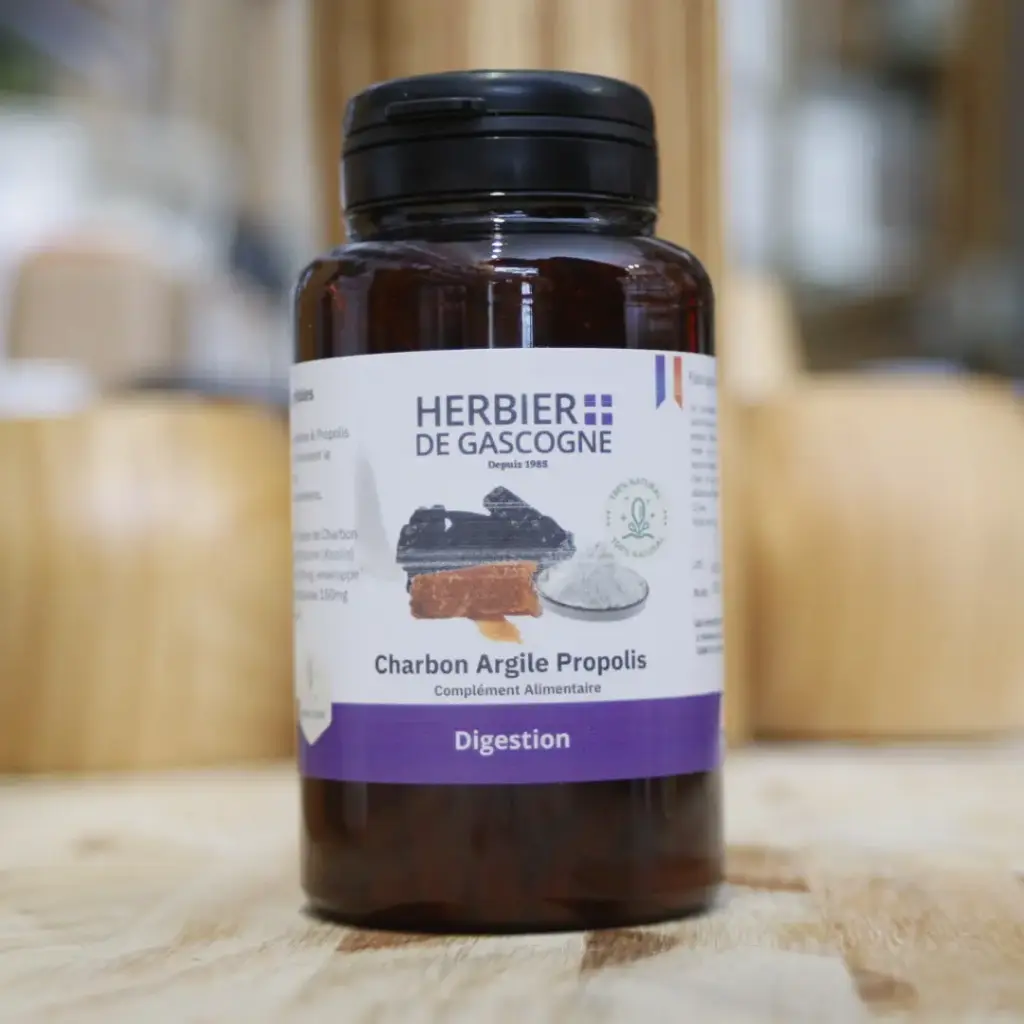 [HGVCPXCAP200V] Charbon, Argile blanche, Propolis en 200 gélules végétales en 300 mg/gél Herbier de Gascogne