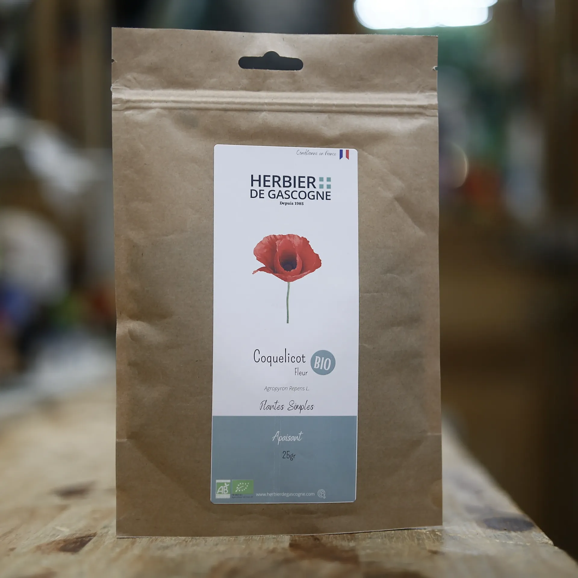 COQUELICOT FLEUR BIO en tisane BIO en 25 GRS Herbier de Gascogne
