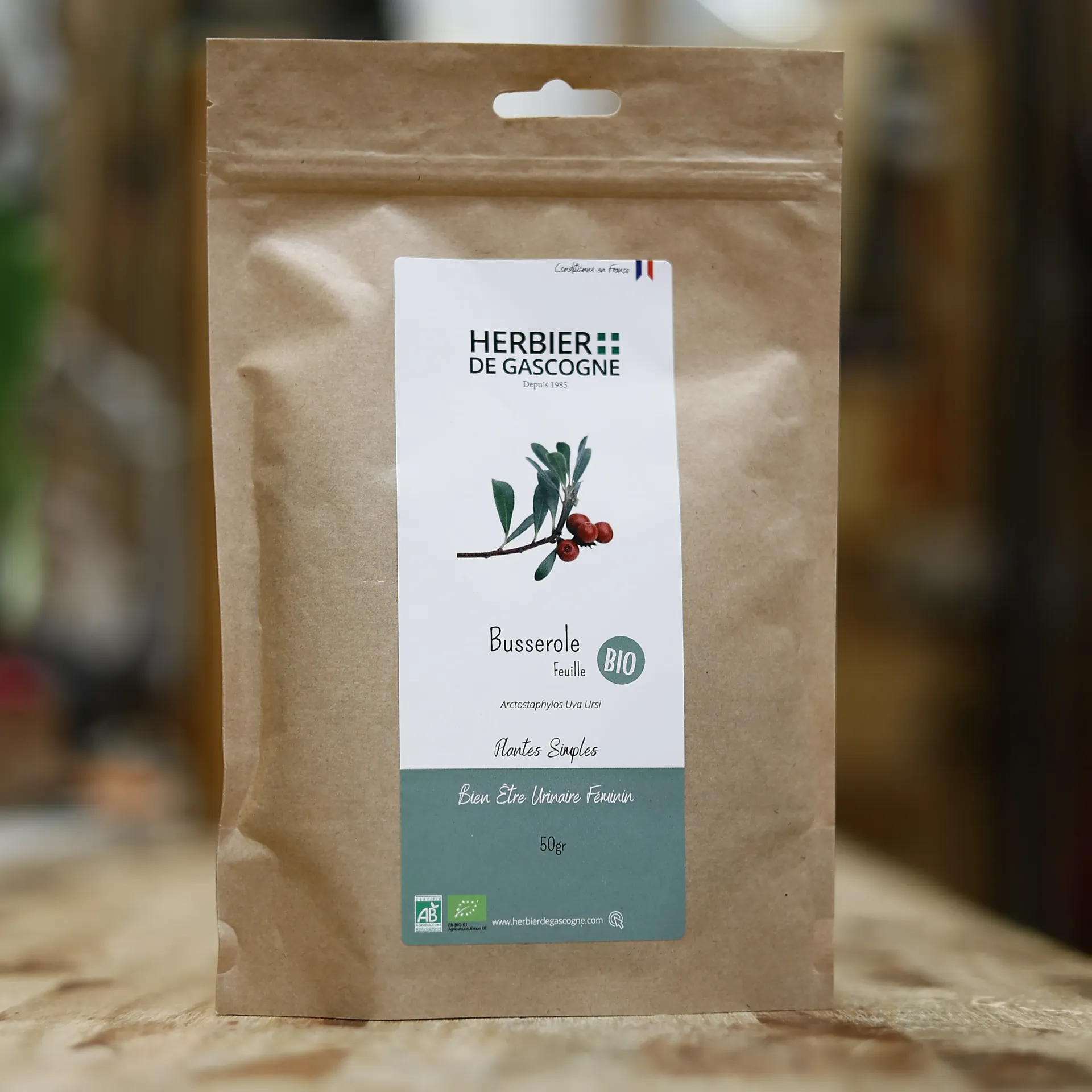 BUSSEROLE BIO en feuille coupée en 50 gr en tisane Herbier de Gascogne