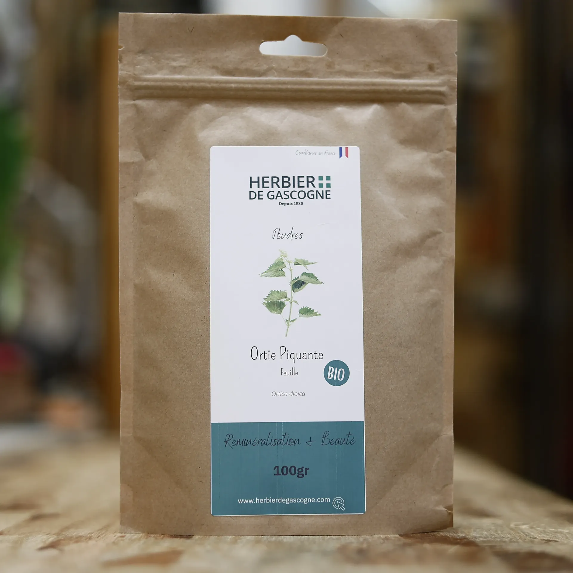 ORTIE PIQUANTE en FEUILLE BIO en poudre en 100 gr pour tisane Herbier de Gascogne