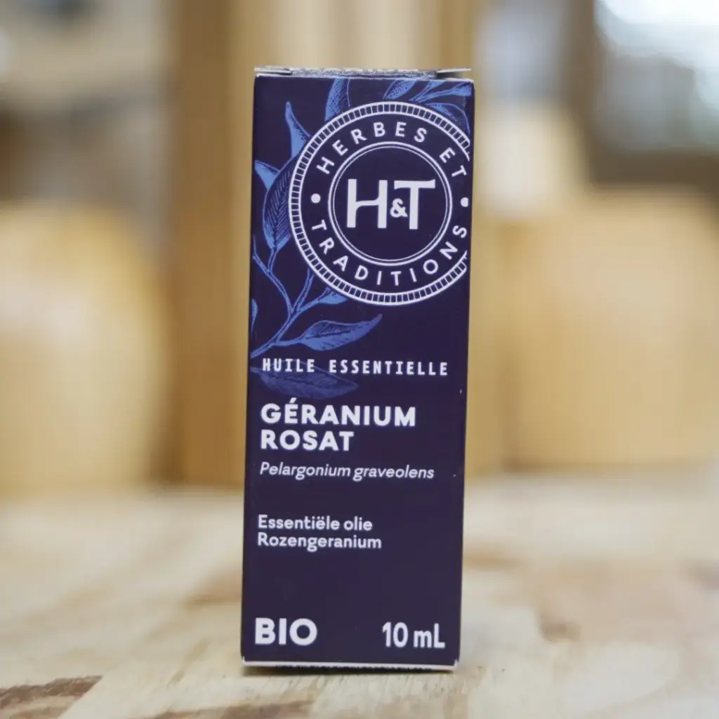 GÉRANIUM ROSAT BIO en huile essentielle de 10 ml d’Égypte Herbes et Traditions