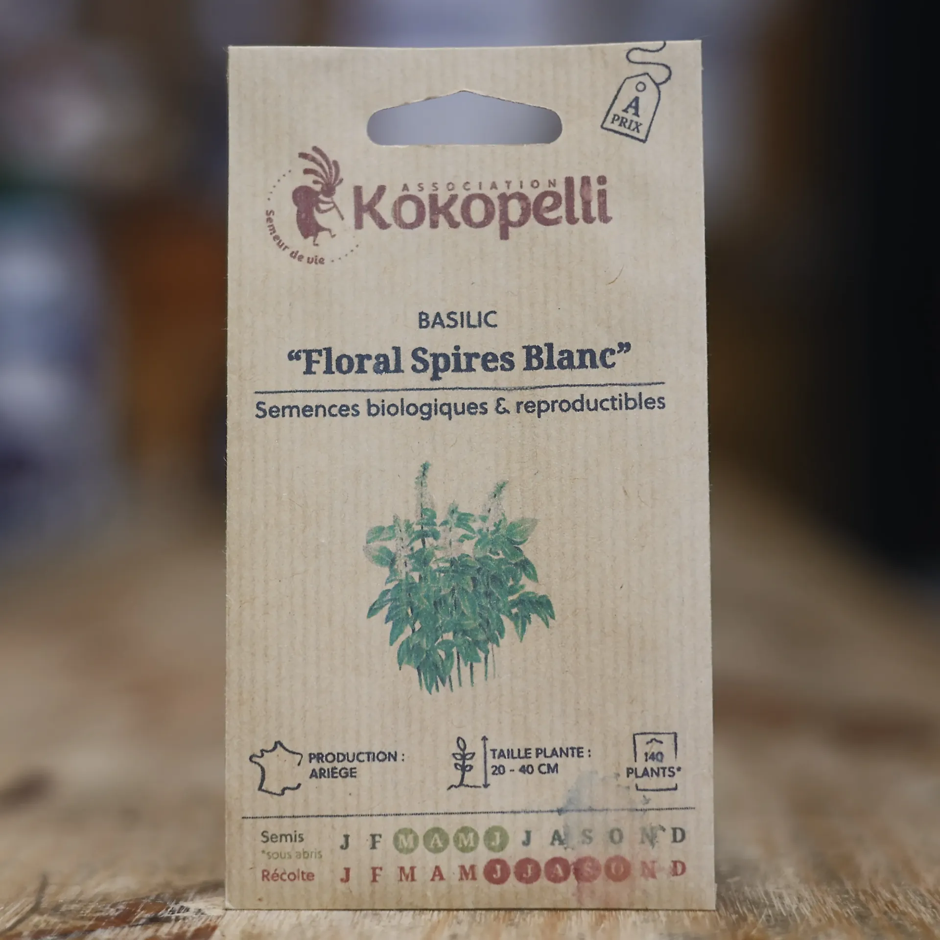 [A0178] Basilic Floral Spires Blanc graines KOKOPELLI